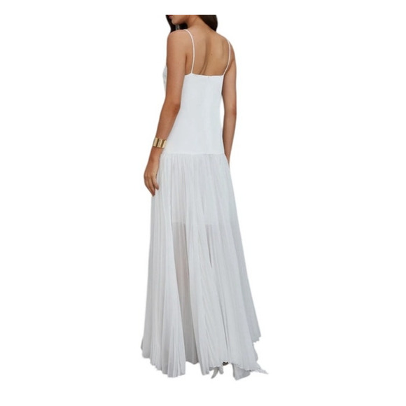 Commense Womens White Boho Vacation Sweetheart Neckline Sleeveless Maxi Dress -S - Picture 5 of 7